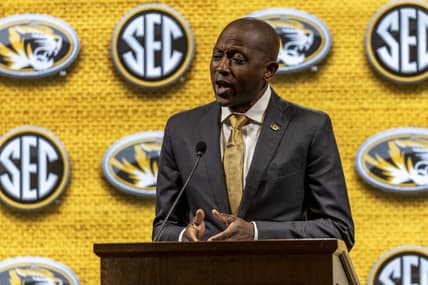 Oct 18, 2023; Brimingham, AL, USA; Missouri Tigers head coach Dennis Gates talks with the media during the SEC Basketball Tipoff at Grand Bohemian Hotel Mountain Brook. Mandatory Credit: Vasha Hunt-USA TODAY Sports