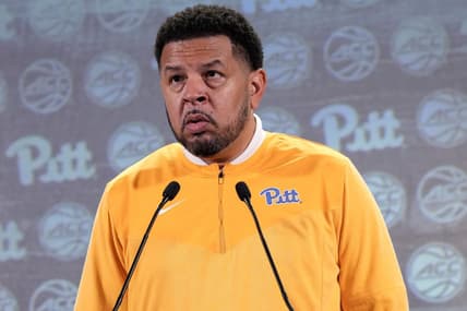Oct 25, 2023; Charlotte, NC, USA;   Pittsburgh Panthers coach Jeff Capel speaks to the media during the ACC Tipoff at Hilton Charlotte Uptown. Mandatory Credit: Jim Dedmon-USA TODAY Sports