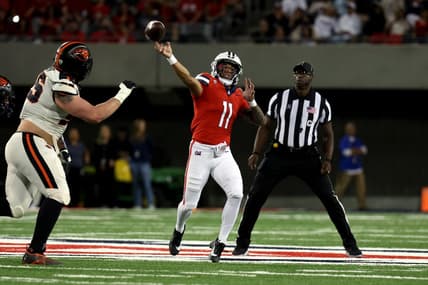 Arizona Wildcats quarterback Noah Fifita throws downfield against Oregon State. Mandatory Credit: Zachary BonDurant-USA TODAY Sports