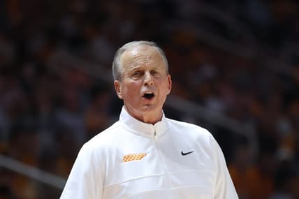 Nov 6, 2023; Knoxville, Tennessee, USA; Tennessee Volunteers head coach Rick Barnes during the second half against the Tennessee Tech Golden Eagles at Food City Center at Thompson-Boling Arena. Mandatory Credit: Randy Sartin-USA TODAY Sports