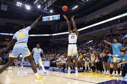 Nov 28, 2023; Milwaukee, Wisconsin, USA;  Marquette Golden Eagles forward David Joplin (23) shoots during the second half against the Southern Jaguars at Fiserv Forum. Mandatory Credit: Jeff Hanisch-USA TODAY Sports
