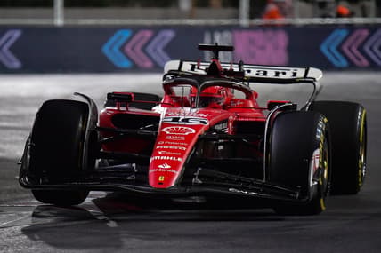 Nov 18, 2023; Las Vegas, Nevada, USA; Scuderia Ferrari driver Charles LeClerc of Monaco (16) during the Las Vegas Grand Prix at Las Vegas Strip Circuit. Mandatory Credit: Gary A. Vasquez-USA TODAY Sports