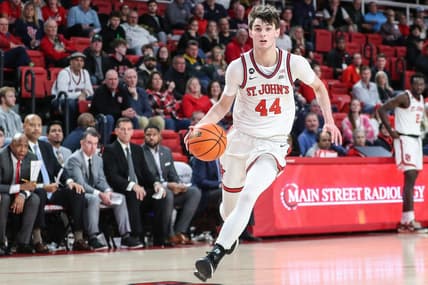 Dec 6, 2023; Queens, New York, USA;  St. John's Red Storm forward Brady Dunlap (44) at Carnesecca Arena. Mandatory Credit: Wendell Cruz-USA TODAY Sports