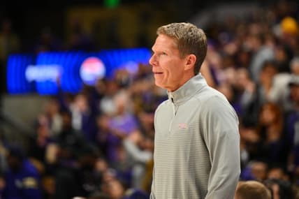 Dec 9, 2023; Seattle, Washington, USA; Gonzaga Bulldogs head coach Mark Few during the first half against the Washington Huskies at Alaska Airlines Arena at Hec Edmundson Pavilion. Mandatory Credit: Steven Bisig-USA TODAY Sports