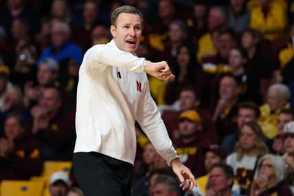 Dec 6, 2023; Minneapolis, Minnesota, USA; Nebraska Cornhuskers head coach Fred Hoiberg reacts during the second half against the Minnesota Golden Gophers at Williams Arena. Mandatory Credit: Matt Krohn-USA TODAY Sports