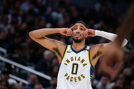 Dec 18, 2023; Indianapolis, Indiana, USA;  Indiana Pacers guard Tyrese Haliburton (0) in the first half against the LA Clippers at Gainbridge Fieldhouse. Mandatory Credit: Trevor Ruszkowski-USA TODAY Sports