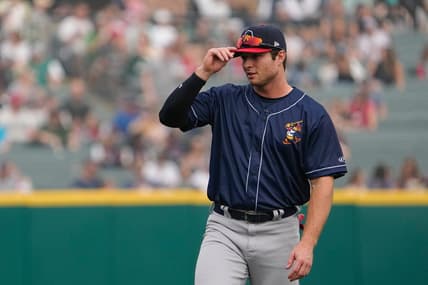 Jun 28, 2023; Columbus, Ohio, USA;  Toledo Mud Hens second baseman Colt Keith (39) warms up prior to the MiLB baseball game against the Columbus Clippers at Huntington Park. Mandatory Credit: Adam Cairns-The Columbus Dispatch
