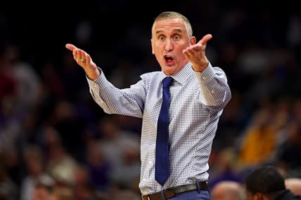 Dec 20, 2023; Phoenix, Arizona, USA; Arizona State Sun Devils head coach Bobby Hurley reacts to a play during the first half of the game against the Northwestern Wildcats during the Hall of Series at Footprint Center. Mandatory Credit: Mark J. Rebilas-USA TODAY Sports