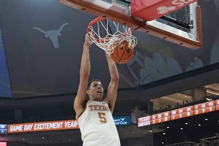 Jan 1, 2024; Austin, Texas, USA; Texas Longhorns forward Kadin Shedrick (5) dunks during the first half against the Texas-Arlington Mavericks at Moody Center. Mandatory Credit: Scott Wachter-USA TODAY Sports