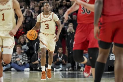 Jan 9, 2024; Cincinnati, Ohio, USA;  Texas Longhorns guard Max Abmas (3) dribbles the ball against the Cincinnati Bearcats in the second half at Fifth Third Arena. Mandatory Credit: Aaron Doster-USA TODAY Sports