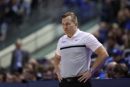 Jan 16, 2024; Provo, Utah, USA; Iowa State Cyclones head coach T.J. Otzelberger looks on against the Brigham Young Cougars during the second half at Marriott Center. Mandatory Credit: Rob Gray-USA TODAY Sports
