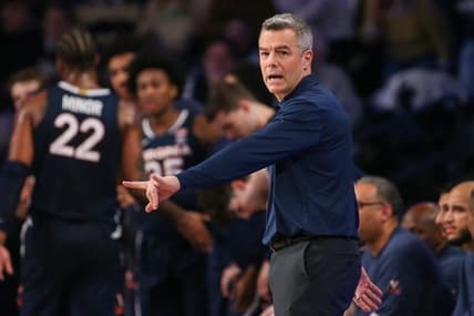 Jan 20, 2024; Atlanta, Georgia, USA; Virginia Cavaliers head coach Tony Bennett coaches against the Georgia Tech Yellow Jackets in the first half at McCamish Pavilion. Mandatory Credit: Brett Davis-USA TODAY Sports
