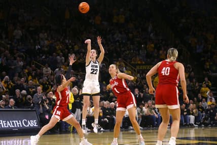 Iowa   s Caitlin Clark (22) shoots against Nebraska Saturday, Jan. 27, 2024 at Carver-Hawkeye Arena in Iowa City, Iowa.
