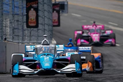 NTT IndyCar Series driver Josef Newgarden (2) drives during the Music City Grand Prix in Nashville, Tenn., Sunday, Aug. 6, 2023.