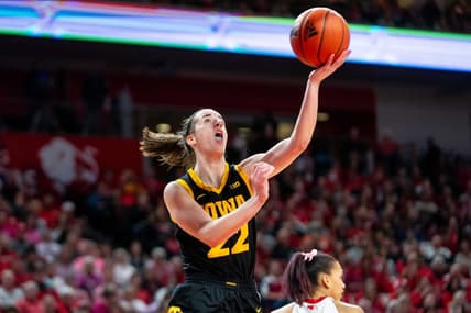 Iowa's Caitlin Clark takes a shot at the basket against Nebraska Sunday, Feb. 11, 2024, at Pinnacle Bank Arena.