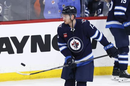 Feb 25, 2024; Winnipeg, Manitoba, CAN; Winnipeg Jets center Gabriel Vilardi (13) puck juggles before a game against the Arizona Coyotes at Canada Life Centre. Mandatory Credit: James Carey Lauder-USA TODAY Sports