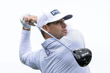 February 3, 2024; Pebble Beach, California, USA; Taylor Moore hits his tee shot on the third hole during the third round of the AT&T Pebble Beach Pro-Am golf tournament at Pebble Beach Golf Links. Mandatory Credit: Kyle Terada-USA TODAY Sports