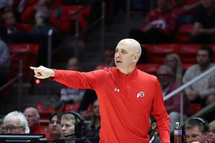 Feb 29, 2024; Salt Lake City, Utah, USA; Utah Utes head coach Craig Smith calls a play against the Stanford Cardinal during the first half at Jon M. Huntsman Center. Mandatory Credit: Rob Gray-USA TODAY Sports