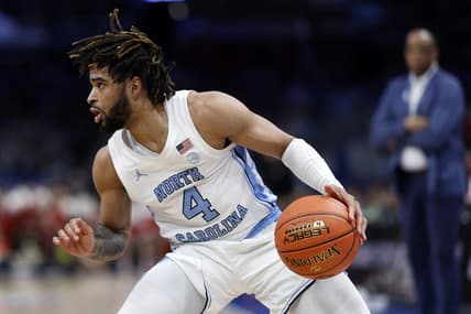 Mar 16, 2024; Washington, D.C., USA; North Carolina Tar Heels guard RJ Davis (4) dribbles the ball against the North Carolina State Wolfpack during the second half at Capital One Arena. Mandatory Credit: Geoff Burke-USA TODAY Sports
