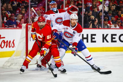 NHL: Montreal Canadiens at Calgary Flames, Nazem Kadri, Mike Matheson