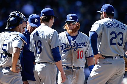 Kenta Maeda and Justin Turner