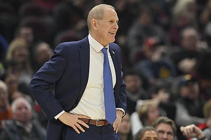 Feb 9, 2020; Cleveland, Ohio, USA; Cleveland Cavaliers head coach John Beilein reacts in the second quarter against the LA Clippers at Rocket Mortgage FieldHouse. Mandatory Credit: David Richard-USA TODAY Sports