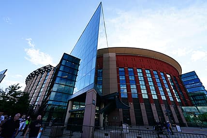 Jun 1, 2021; Denver, Colorado, USA; General view of Ball Arena before game five between the Portland Trail Blazers against the Denver Nuggets in the first round of the 2021 NBA Playoffs. at Ball Arena. Mandatory Credit: Ron Chenoy-USA TODAY Sports