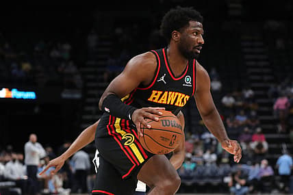 Oct 9, 2021; Memphis, Tennessee, USA; Atlanta Hawks forward Solomon Hill (18) dribbles the ball during the first half against the Memphis Grizzlies at FedExForum. Mandatory Credit: Petre Thomas-USA TODAY Sports