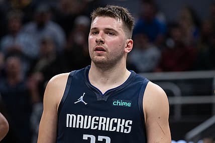 Dec 10, 2021; Indianapolis, Indiana, USA; Dallas Mavericks guard Luka Doncic (77)  in the second half against the Indiana Pacers at Gainbridge Fieldhouse. Mandatory Credit: Trevor Ruszkowski-USA TODAY Sports