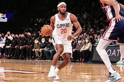 Jan 1, 2022; Brooklyn, New York, USA;  LA Clippers forward Justise Winslow (20) at Barclays Center. Mandatory Credit: Wendell Cruz-USA TODAY Sports