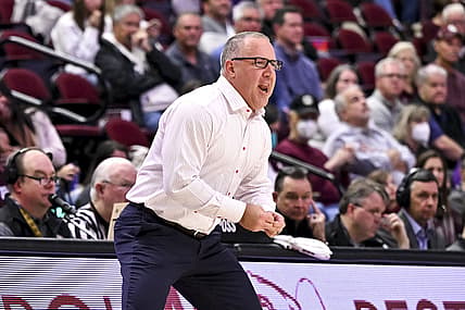 Feb 8, 2022; College Station, Texas, USA;  Texas A&M Aggies head coach Buzz Williams reacts during the second half against the LSU Tigers at Reed Arena. Mandatory Credit: Maria Lysaker-USA TODAY Sports