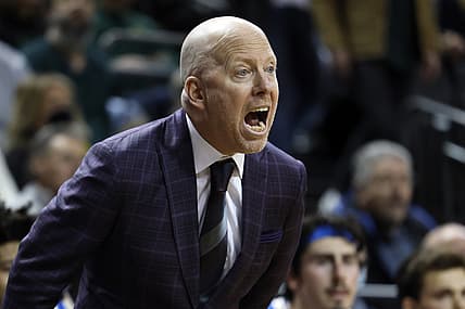 Feb 24, 2022; Eugene, Oregon, USA; UCLA Bruins head coach Mick Cronin yells to his team on a play during the second half against the Oregon Ducks at Matthew Knight Arena. Mandatory Credit: Soobum Im-USA TODAY Sports