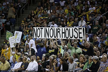 Sep 9, 2018; Seattle, WA, USA; Seattle Storm fans hold up a sign during the second quarter of game two of the WNBA Finals against the Washington Mystics at KeyArena. Mandatory Credit: Jennifer Buchanan-USA TODAY Sports