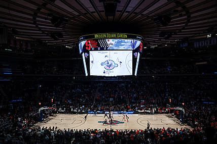 Dec 7, 2021; New York, New York, USA; A general view of the tip off between the Syracuse Orange and the Villanova Wildcats at Madison Square Garden. Mandatory Credit: Vincent Carchietta-USA TODAY Sports