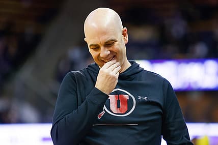 Jan 29, 2022; Seattle, Washington, USA; Utah Utes head coach Craig Smith reacts to a play against the Washington Huskies during the first half at Alaska Airlines Arena at Hec Edmundson Pavilion. Mandatory Credit: Joe Nicholson-USA TODAY Sports