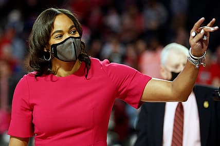 Georgia coach Joni Taylor takes the court before an NCAA women's college basketball game between Florida and Georgia in Athens, Ga., on Sunday, Feb. 6, 2022.

News Joshua L Jones