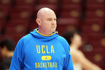 Feb 8, 2022; Stanford, California, USA; UCLA Bruins assistant coach Michael Lewis before the game against the Stanford Cardinal at Maples Pavilion. Mandatory Credit: Darren Yamashita-USA TODAY Sports