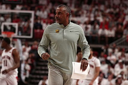 Feb 16, 2022; Lubbock, Texas, USA;  Baylor Bears associate head coach Jerome Tang in the first half during the game against at United Supermarkets Arena. Mandatory Credit: Michael C. Johnson-USA TODAY Sports