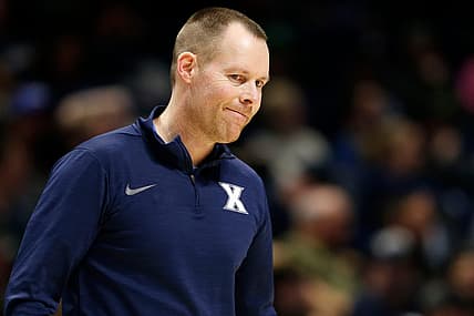 Xavier Musketeers head coach Travis Steele walks into a timeout huddle in the second half of the NIT First Round game between the Xavier Musketeers and the Cleveland State Vikings at the Cintas Center in Cincinnati on Tuesday, March 15, 2022. Xavier advanced in the tournament with a 72-68 win over the Vikings.

Cleveland State Vikings At Xavier Musketeers Nit