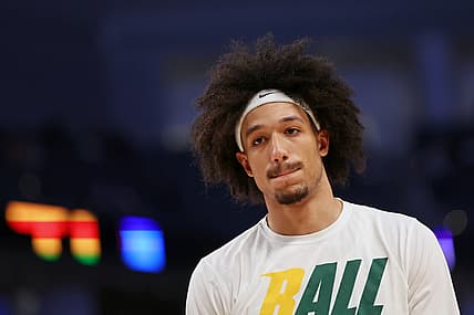 Mar 17, 2022; Fort Worth, TX, USA; Baylor Bears guard Kendall Brown (2) looks on during warmups before the game against the Norfolk State Spartans during the first round of the 2022 NCAA Tournament at Dickies Arena. Mandatory Credit: Kevin Jairaj-USA TODAY Sports
