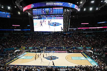 Apr 3, 2022; Minneapolis, MN, USA; A general overall view of the Target Center during the Final Four championship game of the women's college basketball NCAA Tournament between the UConn Huskies and the South Carolina Gamecocks at Target Center. South Carolina defeated UConn 64-49. Mandatory Credit: Kirby Lee-USA TODAY Sports