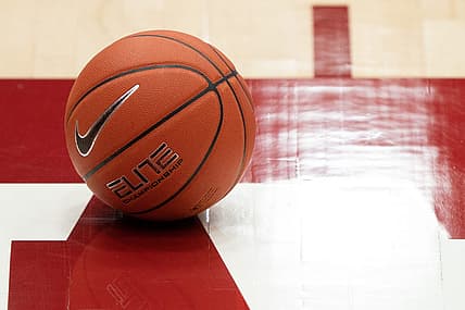 Feb 11, 2021; Stanford, California, USA;  General view of the basketball on the basketball floor during the game between the Stanford Cardinal and the Colorado Buffaloes at Maples Pavilion. Mandatory Credit: Stan Szeto-USA TODAY Sports