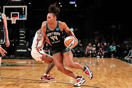 May 17, 2022; Brooklyn, New York, USA;  New York Liberty forward Betnijah Laney (44) at Barclays Center. Mandatory Credit: Wendell Cruz-USA TODAY Sports