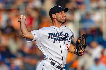 An announced crowd of 7,491, a Mirabito Stadium baseball record, saw Max Scherzer and James McCann rehab with the Binghamton Rumble Ponies. Reading won, 7-6.

Mets Rehab At Rumble Ponies Gallery 008