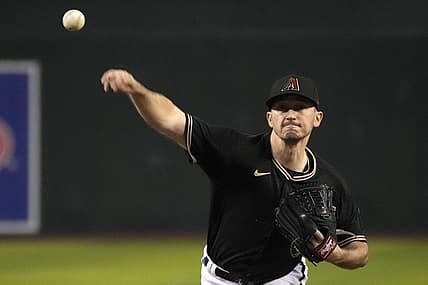 Jun 25, 2022; Phoenix, Arizona, USA; Arizona Diamondbacks starting pitcher Zach Davies (27) throws against the Detroit Tigers in the first inning at Chase Field. Mandatory Credit: Rick Scuteri-USA TODAY Sports