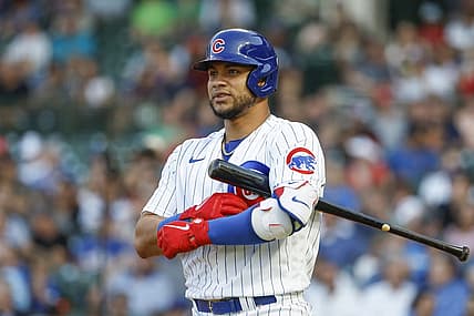 Jun 28, 2022; Chicago, Illinois, USA; Chicago Cubs catcher Willson Contreras (40) bats against the Cincinnati Reds during the first inning at Wrigley Field. Mandatory Credit: Kamil Krzaczynski-USA TODAY Sports