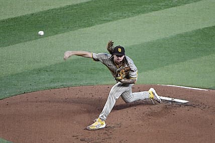 Jun 29, 2022; Phoenix, Arizona, USA;  San Diego Padres starting pitcher Mike Clevinger (52) throws in the first inning against the Arizona Diamondbacks at Chase Field. Mandatory Credit: Matt Kartozian-USA TODAY Sports