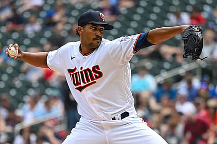 May 28, 2022; Minneapolis, Minnesota, USA; Minnesota Twins relief pitcher Juan Minaya (49) delivers a pitch against the Kansas City Royals during the fifth inning at Target Field. Mandatory Credit: Nick Wosika-USA TODAY Sports