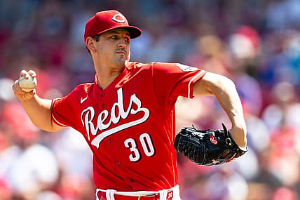 Cincinnati Reds starting pitcher Tyler Mahle (30) pitches in the first inning of the MLB game between the Cincinnati Reds and the Atlanta Braves at Great American Ball Park in Cincinnati on Saturday, July 2, 2022.

Atlanta Braves At Cincinnati Reds 49