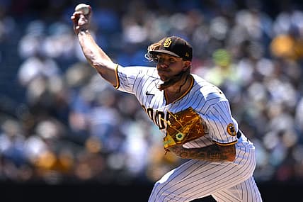 Jul 5, 2022; San Diego, California, USA; San Diego Padres starting pitcher Mike Clevinger (52) throws a pitch against the Seattle Mariners during the sixth inning at Petco Park. Mandatory Credit: Orlando Ramirez-USA TODAY Sports